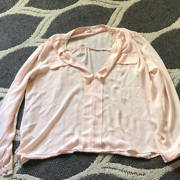 Candies Pink Blouse With A Pearl Collar - Picture 1 of 1